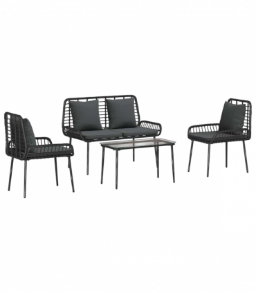 Garden Furniture Set with Cushion 4 pcs Brown, Black, Cream