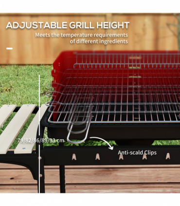 Outsunny Charcoal Barbecue BBQ Grill Trolley W/ 5-level Grill Height Ash Catcher