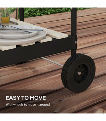 Outsunny Charcoal Barbecue BBQ Grill Trolley W/ 5-level Grill Height Ash Catcher