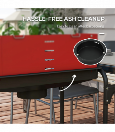 Outsunny Charcoal Barbecue BBQ Grill Trolley W/ 5-level Grill Height Ash Catcher