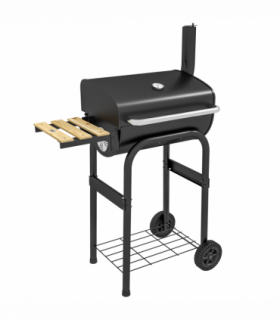 Outsunny Charcoal Barbecue BBQ Grill Trolley W/ Shelves, Lid and Thermometer