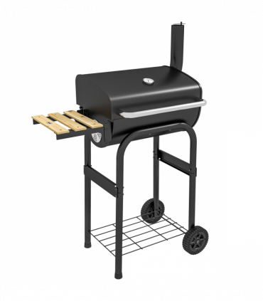 Outsunny Charcoal Barbecue BBQ Grill Trolley W/ Shelves, Lid and Thermometer