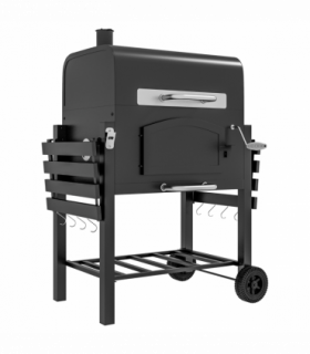 Outsunny Charcoal Grill BBQ Trolley w/ Adjustable Charcoal Height & Thermometer