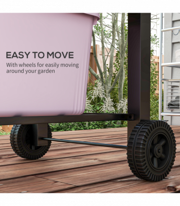 Outsunny Charcoal Grill BBQ Trolley w/ Adjustable Charcoal Height & Thermometer