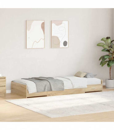 Storage Bed Frame with Drawer Sonoma Oak 80 x 200 cm Engineered wood