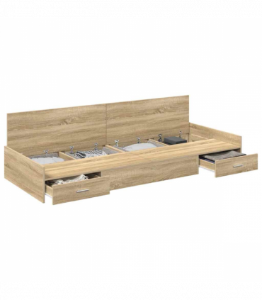 Storage Bed Frame with Drawer Sonoma Oak 80 x 200 cm Engineered wood
