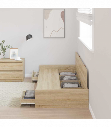 Storage Bed Frame with Drawer Sonoma Oak 80 x 200 cm Engineered wood