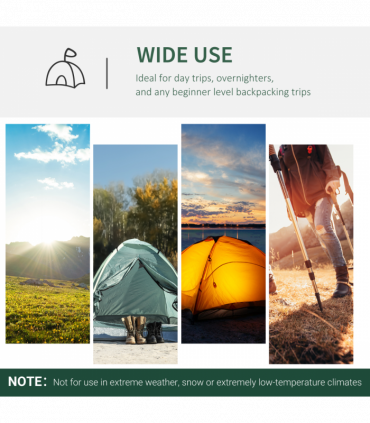 Outsunny Compact Camping Tent w/ Vestibule & Mesh Vents for Hiking Green