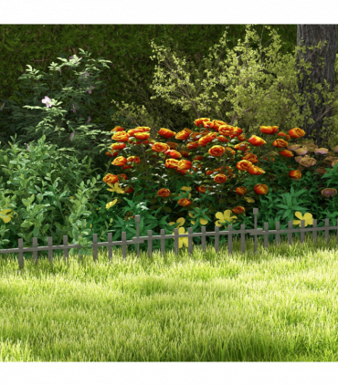 Outsunny Decorative Garden Fencing, Wooden Landscape Edging, Grey