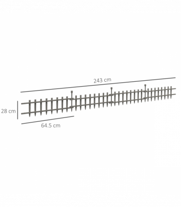 Outsunny Decorative Garden Fencing, Wooden Landscape Edging, Grey