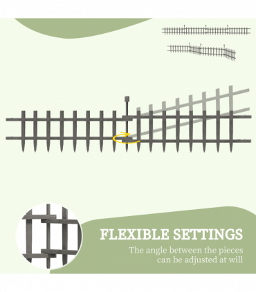 Outsunny Decorative Garden Fencing, Wooden Landscape Edging, Grey