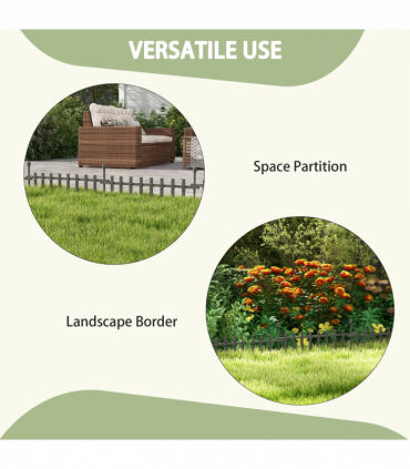 Outsunny Decorative Garden Fencing, Wooden Landscape Edging, Grey