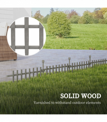 Outsunny Decorative Garden Fencing, Wooden Landscape Edging, Grey