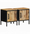 vidaXL Bedside Cabinet 2 pcs Brown and black 30 x 30 x 40 cm