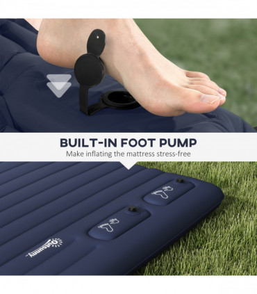 Outsunny Double Air Bed Inflatable Mattress, 195 x 140 x 10cm, Blue