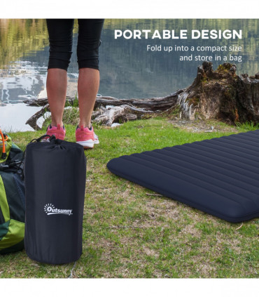 Outsunny Double Air Bed Inflatable Mattress, 195 x 140 x 10cm, Blue