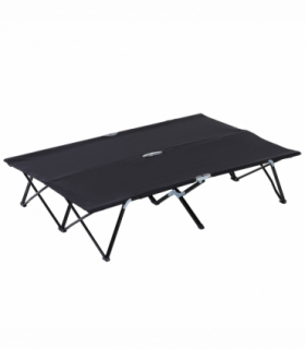 Outsunny Double Camping Folding Cot Outdoor Portable Sleeping Bed, Black