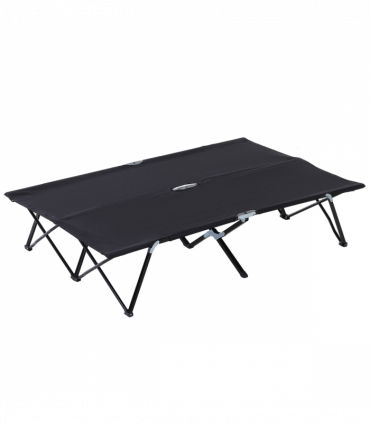Outsunny Double Camping Folding Cot Outdoor Portable Sleeping Bed, Black
