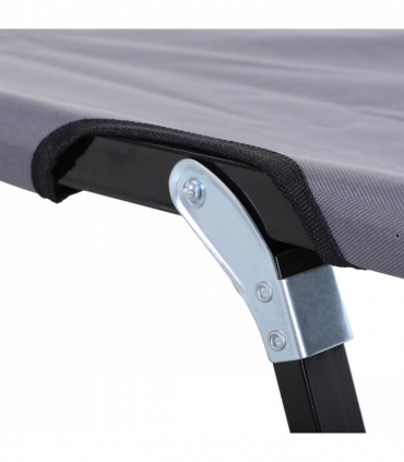 Outsunny Double Camping Folding Cot Outdoor Portable Sunbed w/ Carry Bag, Grey