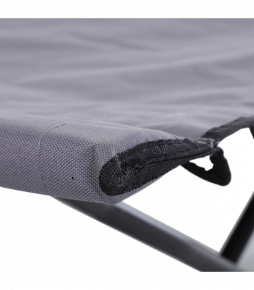 Outsunny Double Camping Folding Cot Outdoor Portable Sunbed w/ Carry Bag, Grey