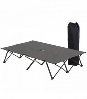 Outsunny Double Camping Folding Cot Portable Sleeping Bed, Charcoal Grey