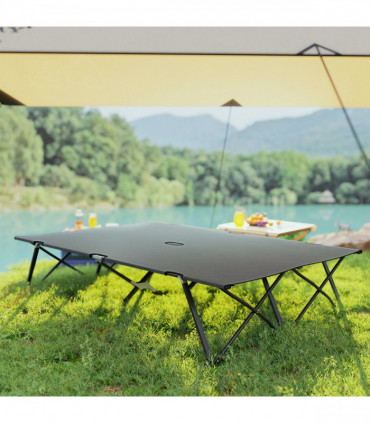 Outsunny Double Camping Folding Cot Portable Sleeping Bed, Charcoal Grey