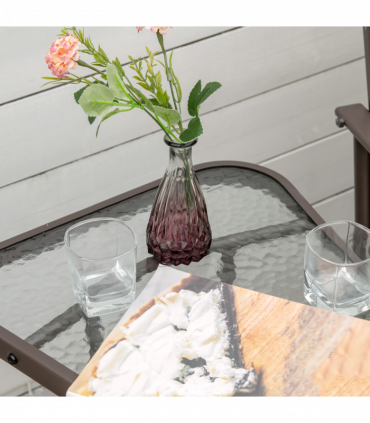 Outsunny Double Glider Companion Rocking Chairs Loveseat Garden Table Beige