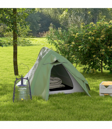 Outsunny Double Layer Camping Tent for 1-2 Man, 2000mm Waterproof, Green