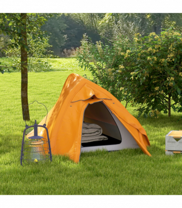 Outsunny Double Layer Camping Tent for 1-2 Man, 2000mm Waterproof, Orange