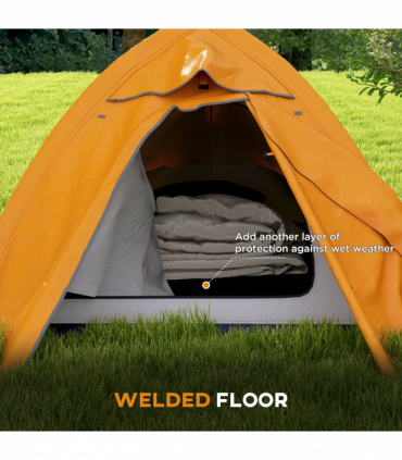 Outsunny Double Layer Camping Tent for 1-2 Man, 2000mm Waterproof, Orange