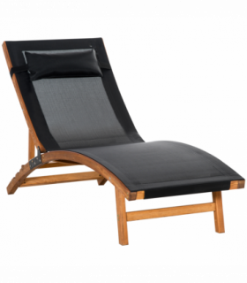 Outsunny Ergonomic Outdoor Chaise w/ Adjustable Back and Pillow for Garden Black