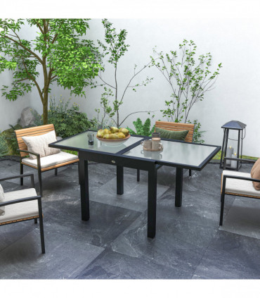 Outsunny Extendable Outdoor Dining Table Patio Table, Clear