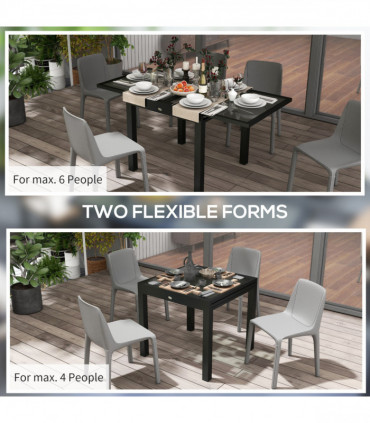 Outsunny Extendable Outdoor Dining Table Patio Table, Clear