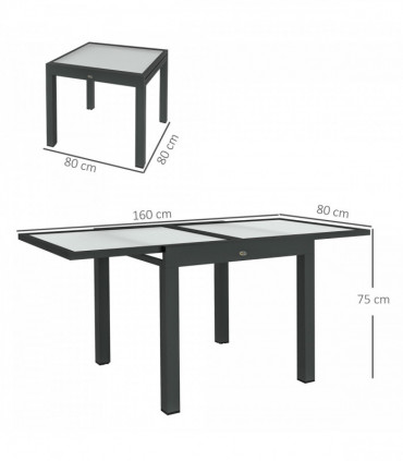 Outsunny Extendable Outdoor Dining Table Patio Table, Clear