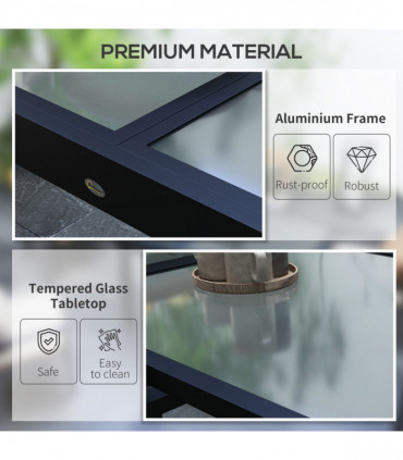 Outsunny Extendable Outdoor Dining Table Patio Table, Clear