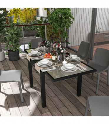 Outsunny Extendable Outdoor Dining Table Patio Table, Clear