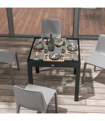 Outsunny Extendable Outdoor Dining Table Patio Table, Clear