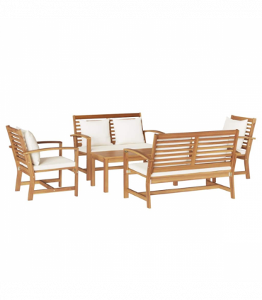 Garden Sofa Set 5 pcs Natural Solid teak wood