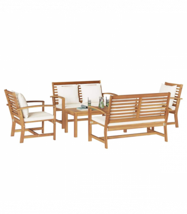 Garden Sofa Set 5 pcs Natural Solid teak wood