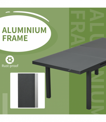Outsunny Extending Garden Table Outdoor for 6-8 People, Aluminium Frame