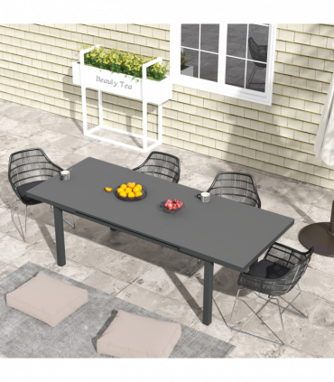 Outsunny Extending Garden Table Outdoor for 6-8 People, Aluminium Frame