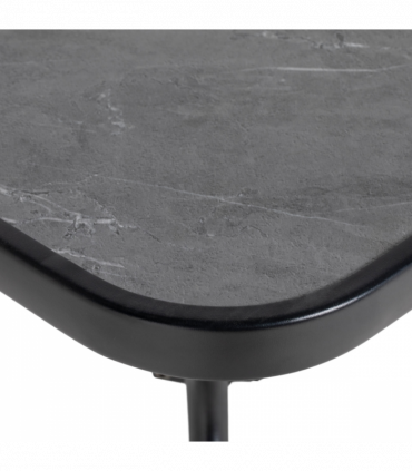 Outsunny Faux-marbled Patio Table with Umbrella Hole Steel Frame for Balcony