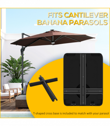 Outsunny Fillable Cantilever Parasol Base for Banana Parasol with Wheels