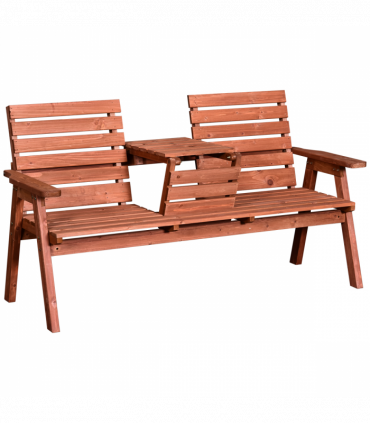 Outsunny Fir Wood Convertible 2 to 3 Seater Outdoor Garden Bench Wood Tone