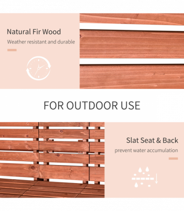 Outsunny Fir Wood Convertible 2 to 3 Seater Outdoor Garden Bench Wood Tone