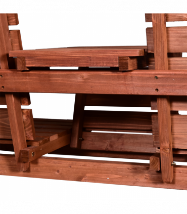 Outsunny Fir Wood Convertible 2 to 3 Seater Outdoor Garden Bench Wood Tone