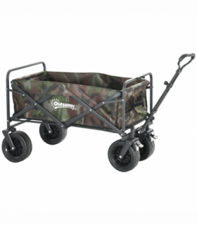 Outsunny Foldable Garden Cart, Outdoor Utility Wagon with Carry Bag, Camouflage