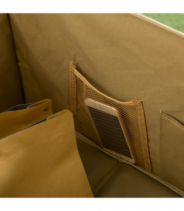 Outsunny Foldable Garden Cart, Outdoor Utility Wagon with Carry Bag, Khaki