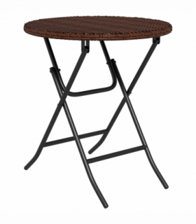 Outsunny Foldable Outdoor Coffee Table, Metal Frame Rattan Side Table, Brown