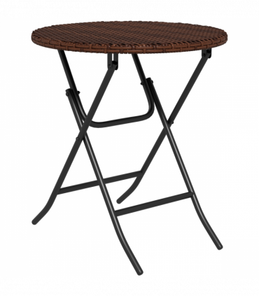 Outsunny Foldable Outdoor Coffee Table, Metal Frame Rattan Side Table, Brown